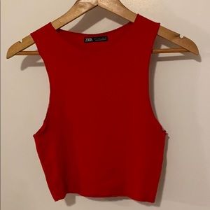 Zara red crop top size S